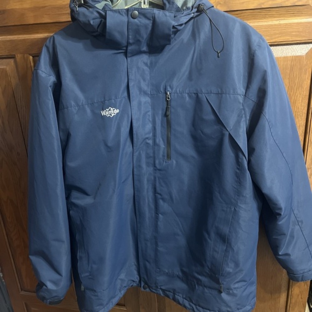 Wantdo Jacket Waterproof Windproof Winter Coat XXL Blue‎ Hooded 3 In 1 Puffer